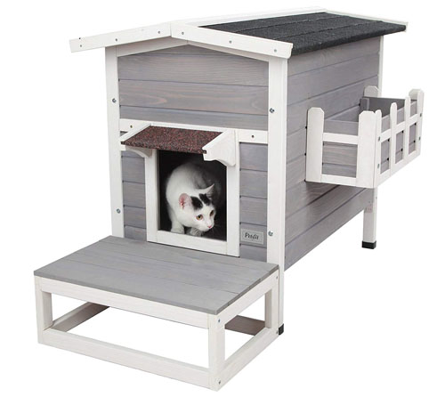 Petsfit Weatherproof Outdoor Cat Condo with Stairs